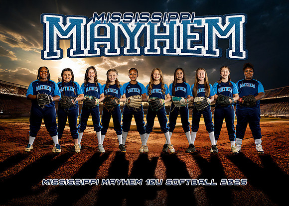 MS Mayhem 10U Softball Team 2024-2025 (5x7)