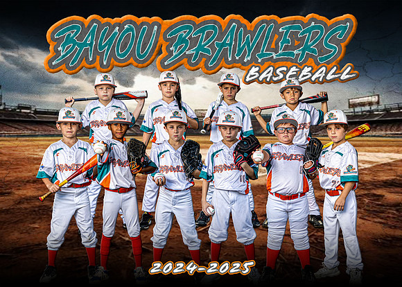 Bayou Brawlers Baseball Team 2024-2025 (5x7)