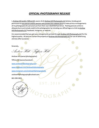 Print Release Form - Andrew Hill Photography LLC